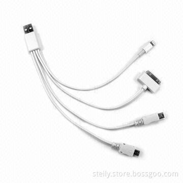 4-in-1 USB2.0 Charging Cable for Micro/mini USB, 8/30-pin Models Like iPhone/iPad mini
